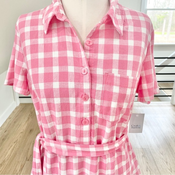 NWT S M L XL Barbie, pink and white collared dress with pockets - Picture 8 of 10